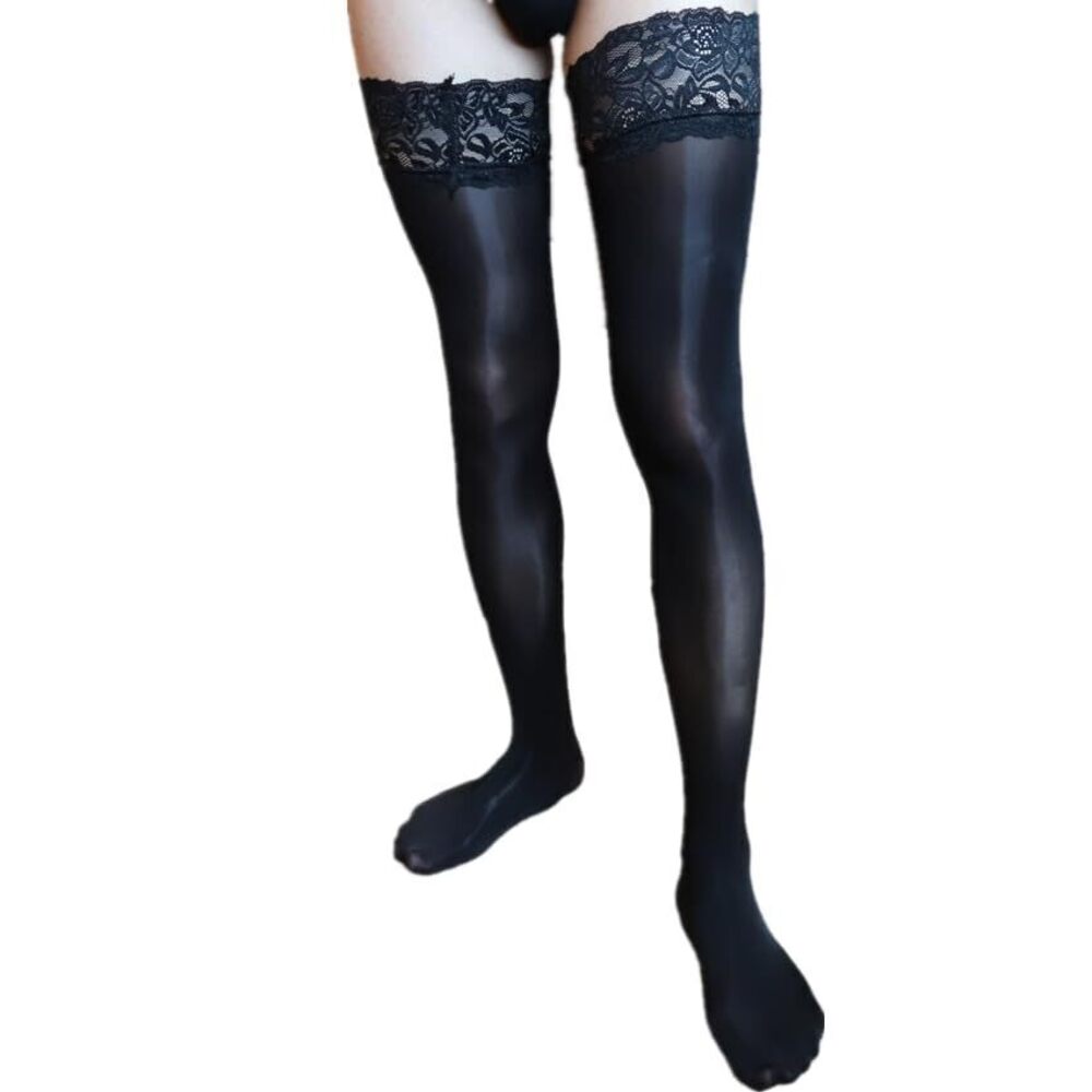 3384 Thigh High Stockings with Silicone Sheer Lace Top Stay Up Lingerie